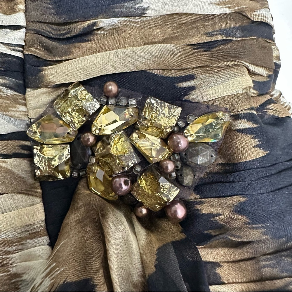 KURT THOMAS SILK Elegant Strapless Brown and Black Dress SIZE 2 - Picture 10 of 13
